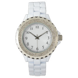 Reloj De Pulsera Esmalte blanco Diamante de imitación personalizado