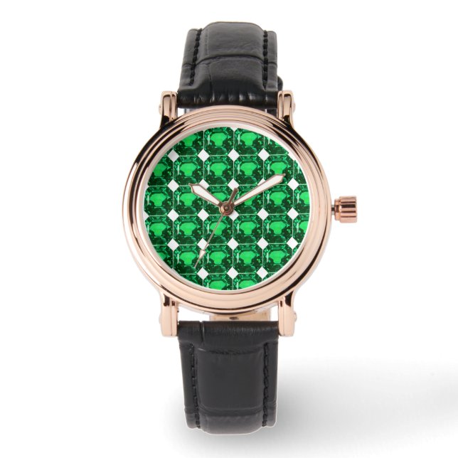 Reloj De Pulsera Esmeralda del patrón verde (Anverso)