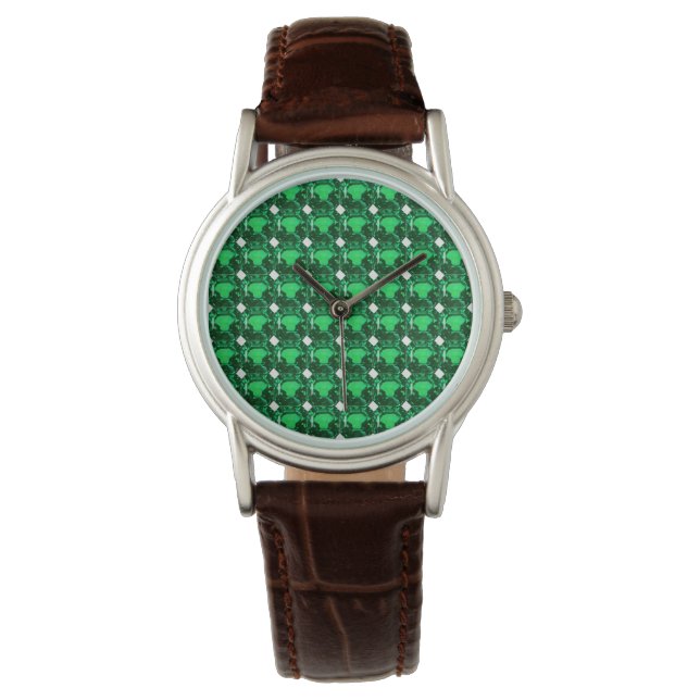 Reloj De Pulsera Esmeralda del patrón verde (Anverso)
