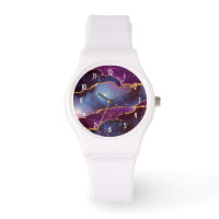 Espacio azul y morado y estrellas de edad moderna