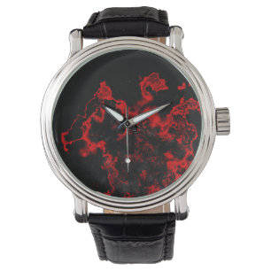 Reloj De Pulsera Espacio de Marcado Negro y Rojo