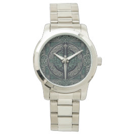 Reloj De Pulsera Espada verde celta y plateada