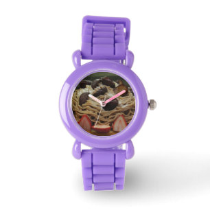 Reloj De Pulsera Espagueti japonés y pastel de fresa