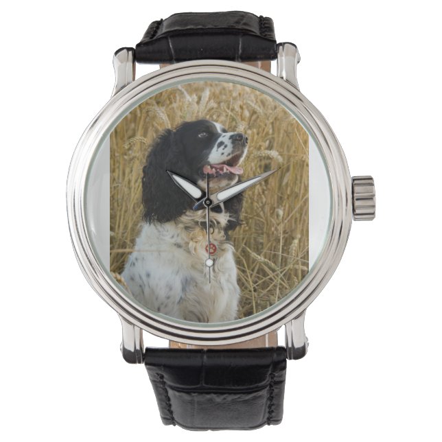 Reloj De Pulsera espaniel de primavera inglesa en trigo.png (Anverso)