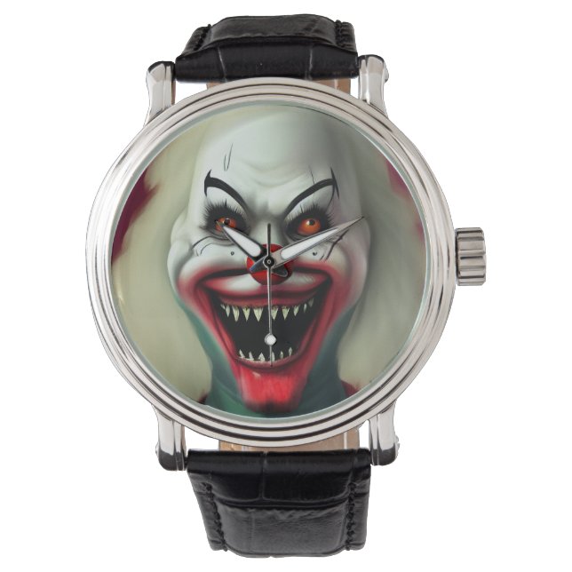 Reloj De Pulsera espantoso retrato de horror de payaso monstruo feo (Anverso)