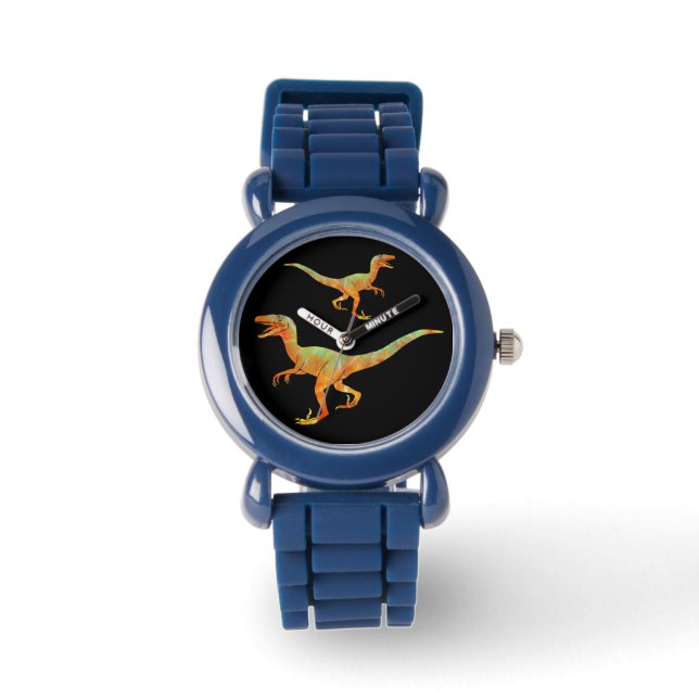 Reloj De Pulsera Espantosos Velociraptors Jurassius Dinosaur Art (Anverso)