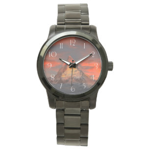 Reloj De Pulsera Espectacular paisaje de cielo rojo matterhorn