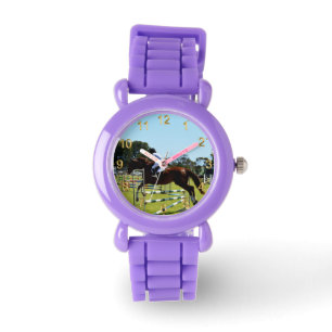 Reloj De Pulsera Espectáculo De Caballos Marrones Saltando,