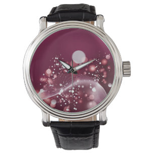 Reloj De Pulsera espejo compacto Diseño elegante rosa y blanco