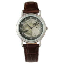 Reloj De Pulsera Espeluznantes cuerdas y murciélagos sobre la luna