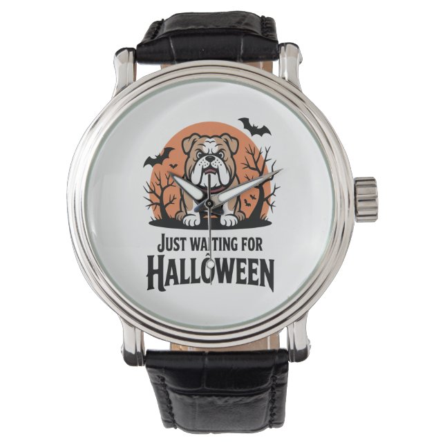 Reloj De Pulsera Esperando al perro de Halloween (Anverso)