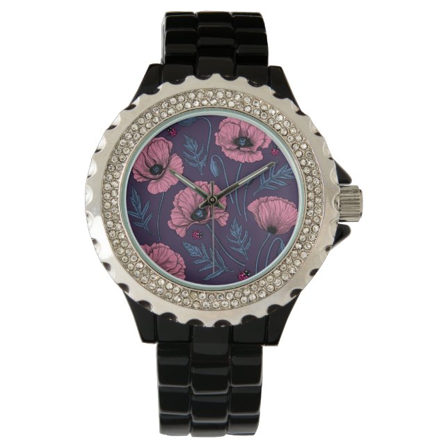 Reloj De Pulsera Espías rosadas en violeta oscuro (Anverso)