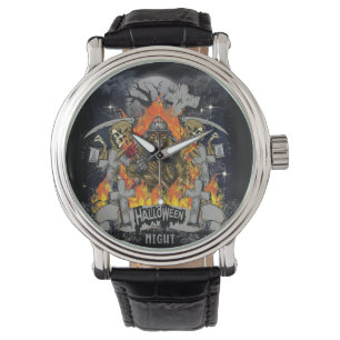 Reloj De Pulsera Espinoso Skeleton En Halloween De Noche