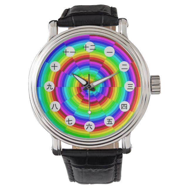 Reloj De Pulsera Espiral arcoiris (cara japonesa) de Kenneth Yoncic (Anverso)