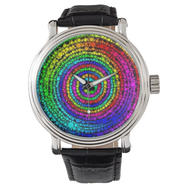 Reloj De Pulsera Espiral de arcoíris (Anverso)
