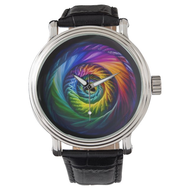 Reloj De Pulsera Espiral de Arcoíris hacia afuera (Anverso)