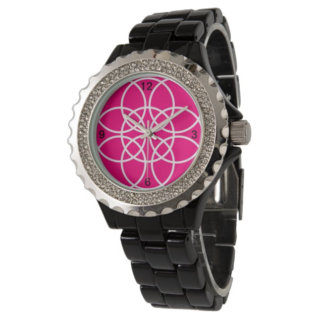 Reloj De Pulsera Espirales blancas en rosa brillante (Angular)