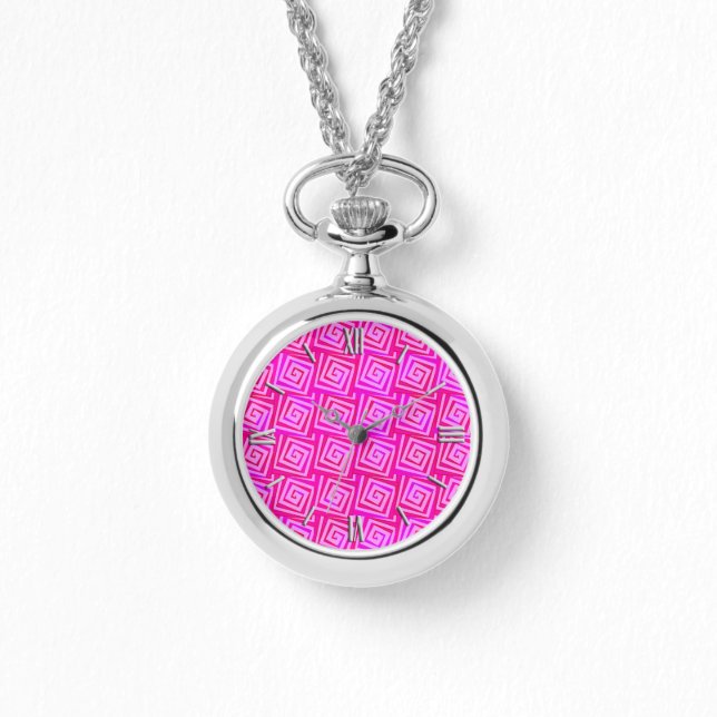 Reloj De Pulsera Espirales cuadradas modernas de medio siglo - rosa (Anverso)