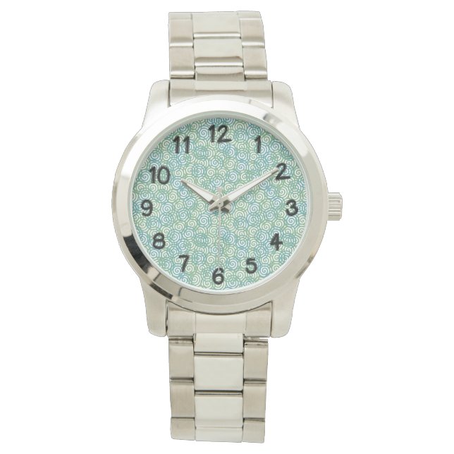 Reloj De Pulsera Espirales verdes azules (Anverso)