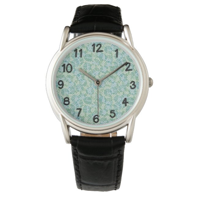 Reloj De Pulsera Espirales verdes azules (Anverso)