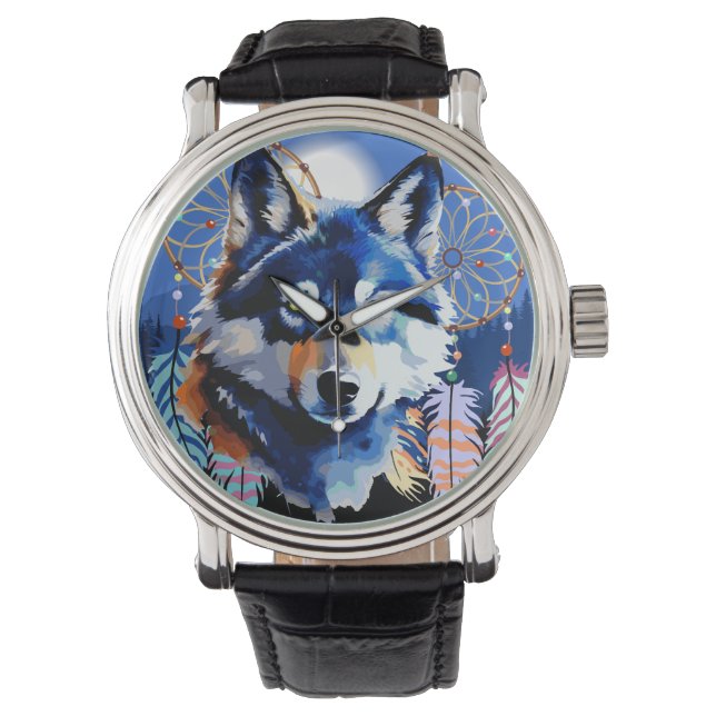 Reloj De Pulsera Espíritu animal nativo de Wolf (Anverso)