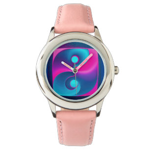 Reloj De Pulsera Espiritualidad radiante: Vibrante Yin Yang rosa y