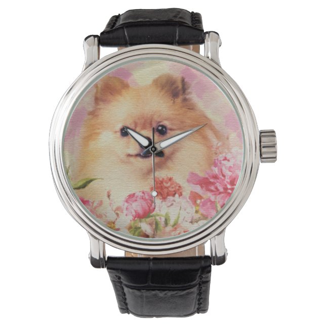 Reloj De Pulsera Espitz alemán puertorriqueño con flores (Anverso)