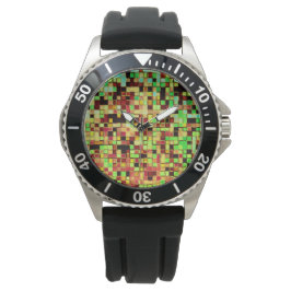 Reloj De Pulsera Espléndidos cuadrados verdes y naranjas o azulejos