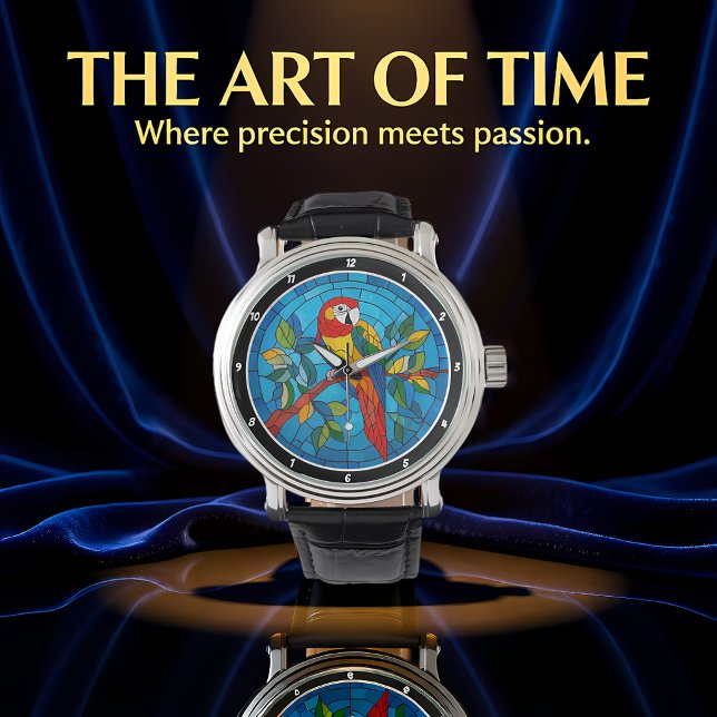 Reloj De Pulsera Esplendor Tropical" - Pared de Vidrio Pintado Loro (Subido por el creador)