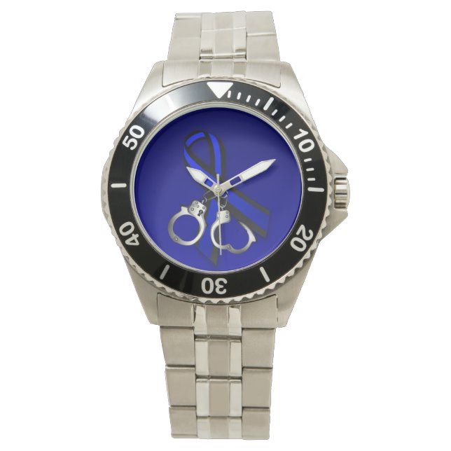 Reloj De Pulsera Esposas de cinta delgadas de la línea azul (Anverso)