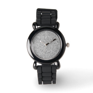 Reloj De Pulsera Espumosos purpurinas de luz gris plateado
