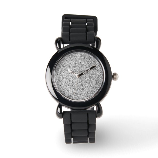 Reloj De Pulsera Espumosos purpurinas de luz gris plateado (Anverso)