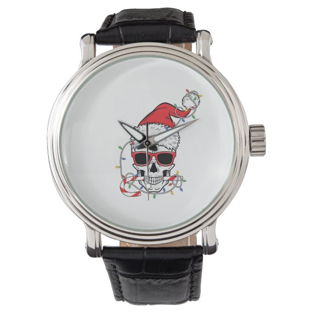 Reloj De Pulsera Esqueleto-de-Calavera-con-Luces-de-Navidad (Anverso)