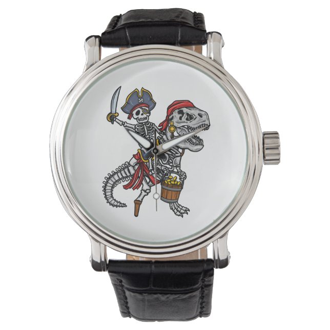 Reloj De Pulsera Esqueleto de los dinosaurios piratas de Halloween (Anverso)