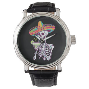 Reloj De Pulsera Esqueleto mexicano Cinco De Mayo Margarita Fiesta