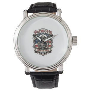 Reloj De Pulsera Esqueleto Patriótico Vaquero Patriota Oscuro Esque