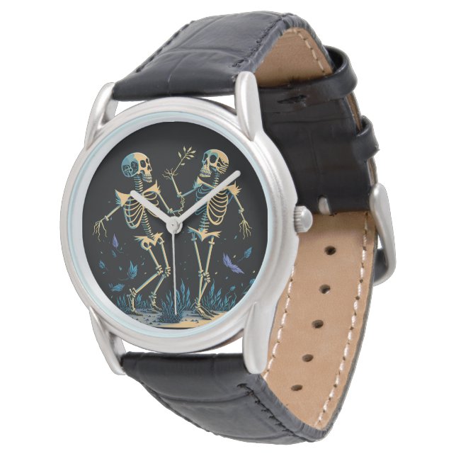 Reloj De Pulsera Esqueletos bailarines fantasmagóricos clásicos neg (Angular)