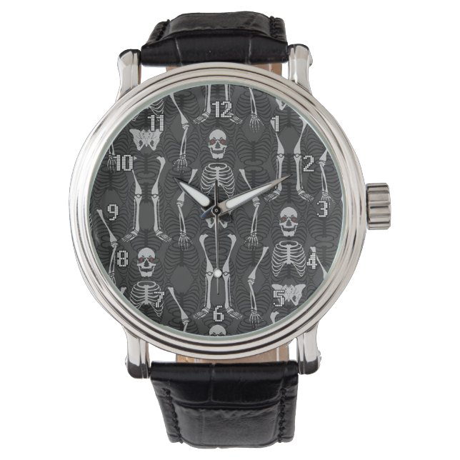 Reloj De Pulsera Esqueletos blancos y negros (Anverso)
