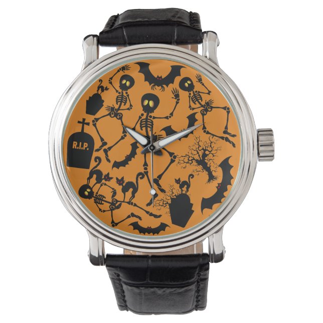Reloj De Pulsera Esqueletos de Halloween Danza macabra (Anverso)