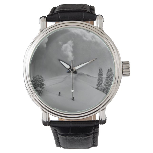 Reloj De Pulsera Esquiadores de travesía en nieve fresca (Anverso)