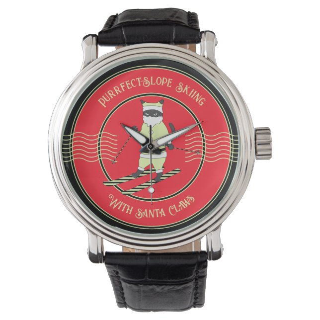 Reloj De Pulsera Esquiar en pendiente perfecta con Santa Claw (Anverso)
