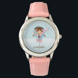 Reloj De Pulsera Esquina de hielo pequeña {rosa}<br><div class="desc">Este adorable reloj cuenta con un adorable ilustracion vectorial de un pequeño chica de patinaje sobre hielo que puede ser personalizado con el nombre,  monograma,  inicial o cualquier texto de su elección para un perfecto regalo personalizado.</div>