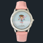 Reloj De Pulsera Esquina de hielo pequeña {rosa}<br><div class="desc">Este adorable reloj cuenta con un adorable ilustracion vectorial de un pequeño chica de patinaje sobre hielo que puede ser personalizado con el nombre,  monograma,  inicial o cualquier texto de su elección para un perfecto regalo personalizado.</div>