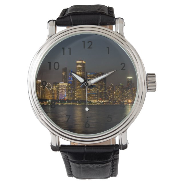 Reloj De Pulsera Esquina nocturna Chicago Pano (Anverso)