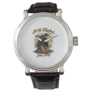 Reloj De Pulsera Está Terminado Versículo Bíblico Camiseta Cristian
