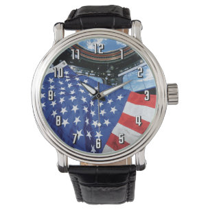 Reloj De Pulsera Estación Espacial Bandera Americana Oposición de l