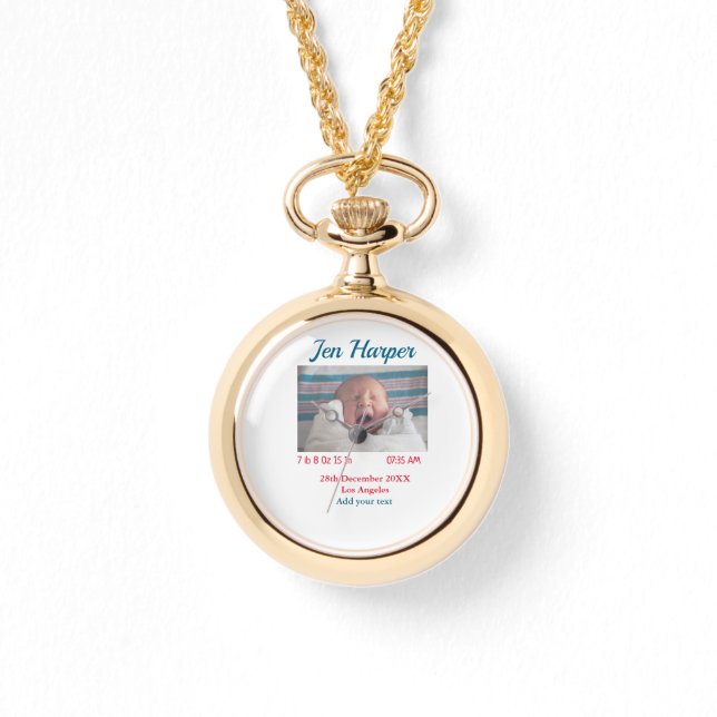 Reloj De Pulsera Estadísticas de nacimiento de bebé agregar nombre  (Anverso)