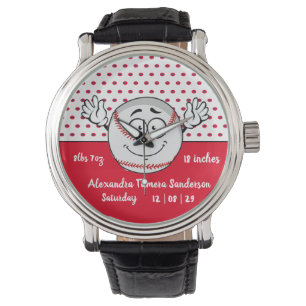Reloj De Pulsera Estadísticas de natalidad de cara divertida de béi