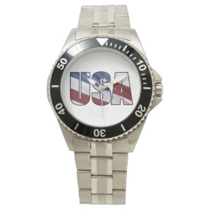 Reloj De Pulsera Estados Unidos: Bandera Patriótica Americana Roja 