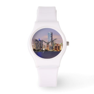 Reloj De Pulsera Estados Unidos, Florida, Miami skyline al anochece